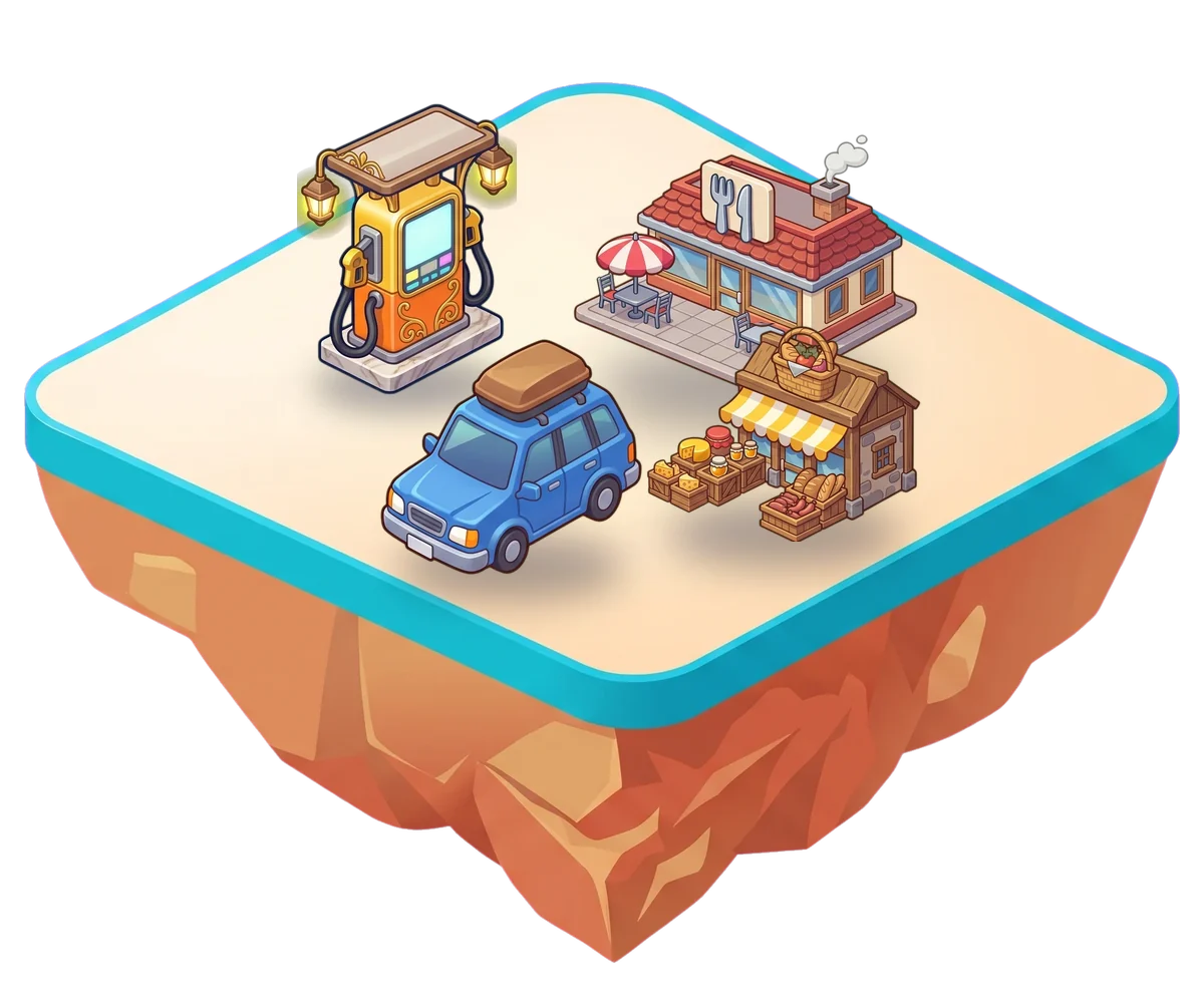 La station de l'Aire du Lagon, avec son restaurant routier et son épicerie